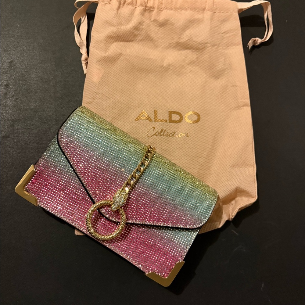 ALDO Pink and Green Gradient Clutch